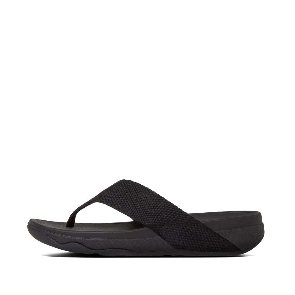 Fitflop Womens Sandals Black - Surfa Toe-post - RW5349172